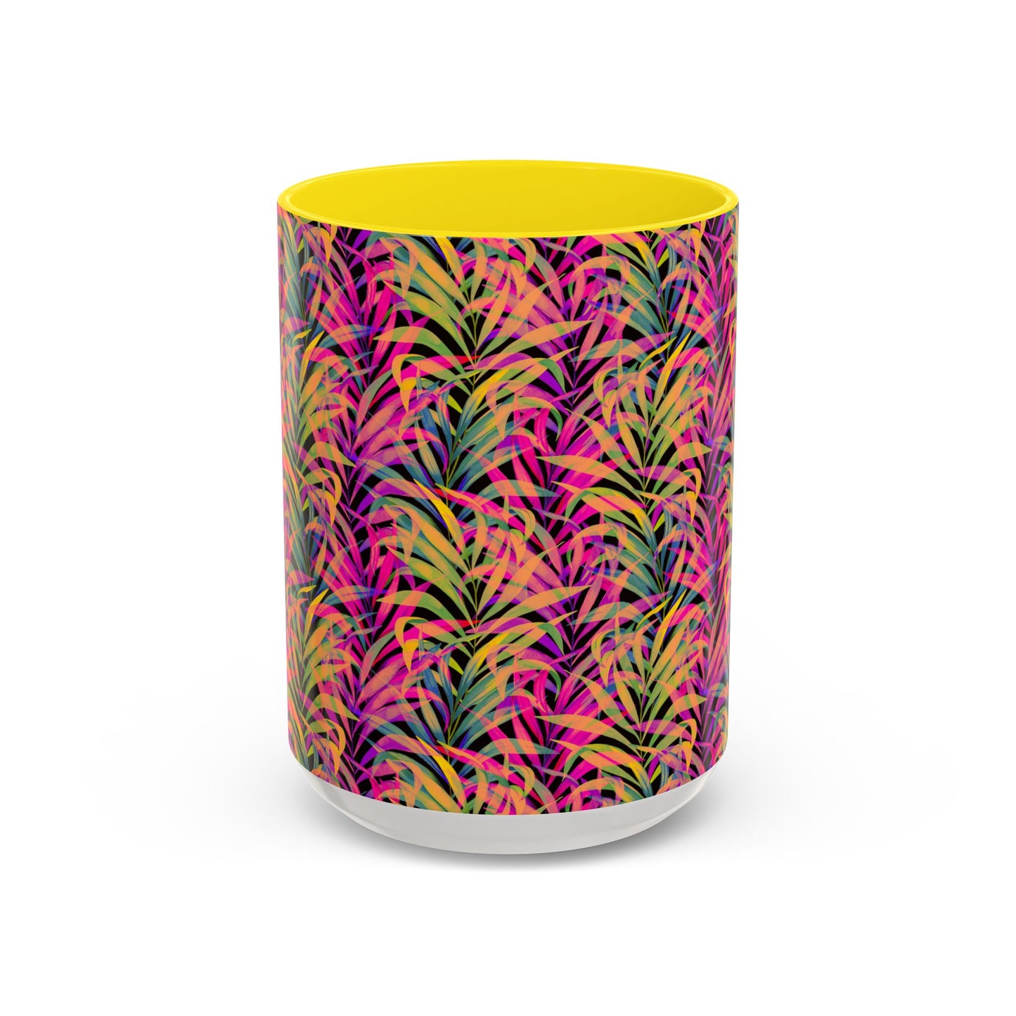 Accent Coffee Mug (11, 15oz), Rainbow Fronds / Various Colors