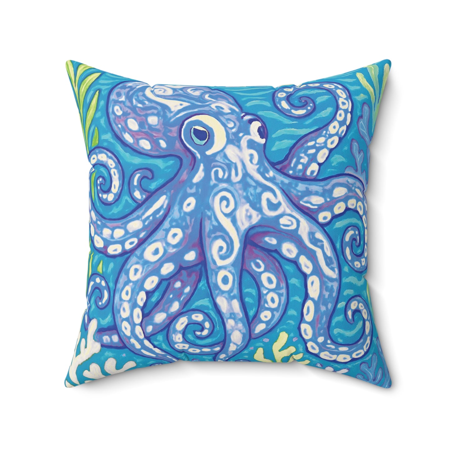 Decorative Pillow - Accent Cushion, 4 Sizes / Octopus Kraken Joe, Blue