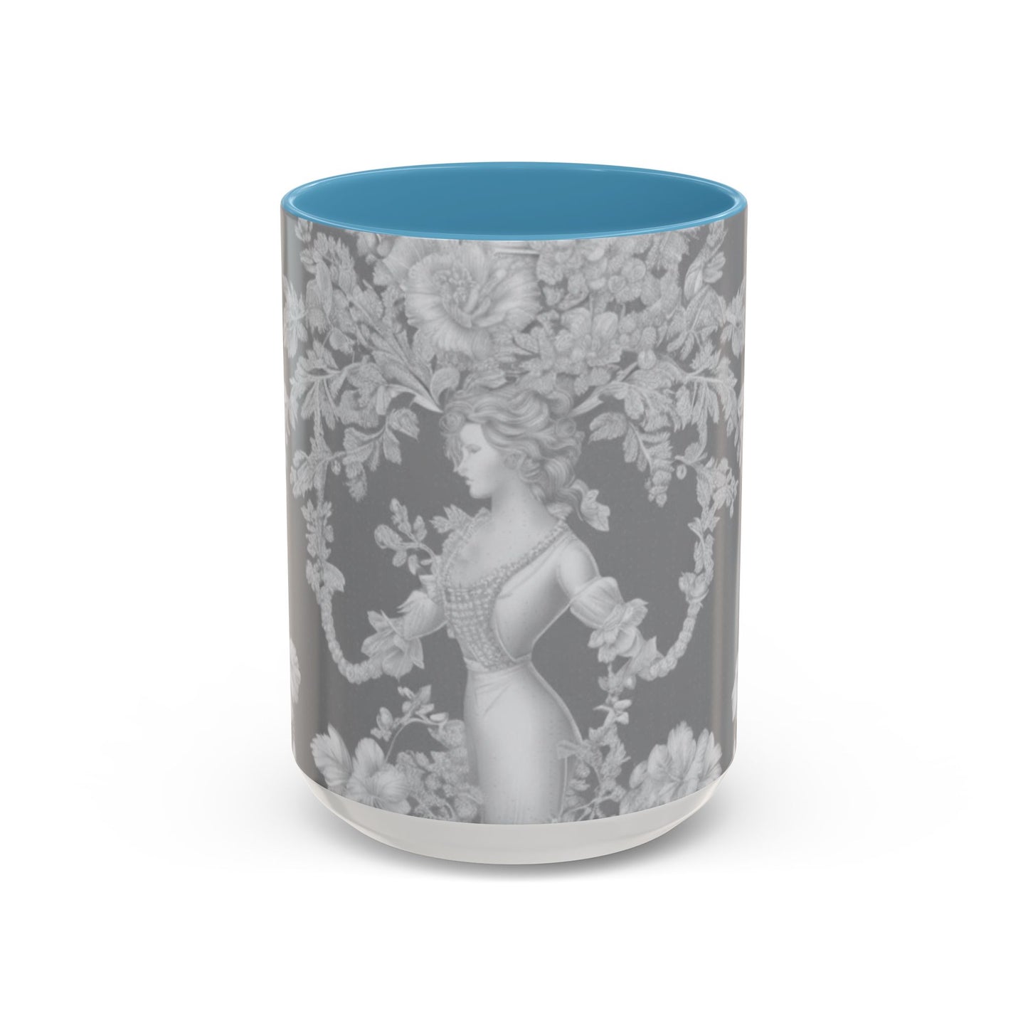 Accent Coffee Mug (11, 15oz), Pearl Lady Toile/Slate, Various Colors