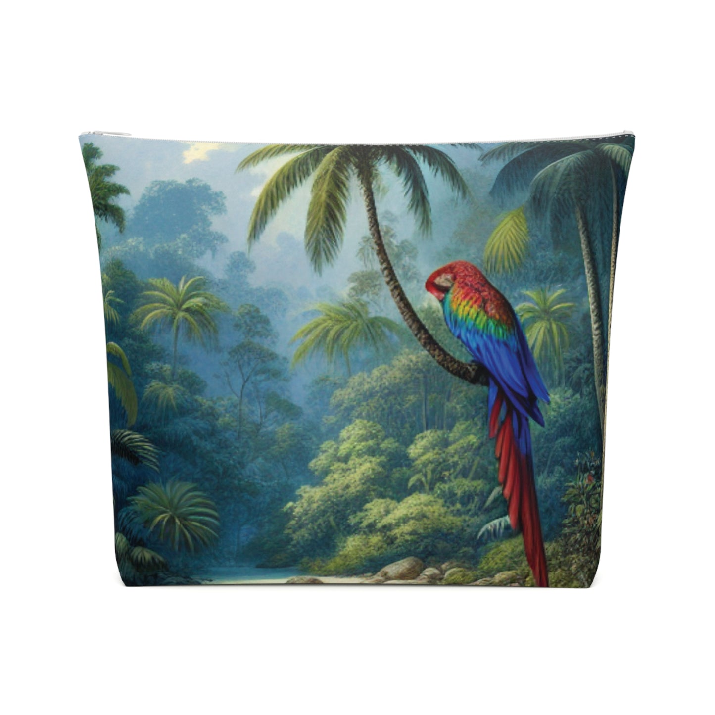 Tropical Cotton Cosmetic Bag, Makeup Pouch, 5 Sizes / Sleeping Beauty Parrot