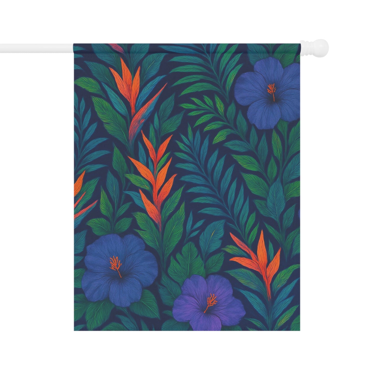 Tropical Garden Flag - Perfect for Outdoor Decor / Midnight Flowers, Navy