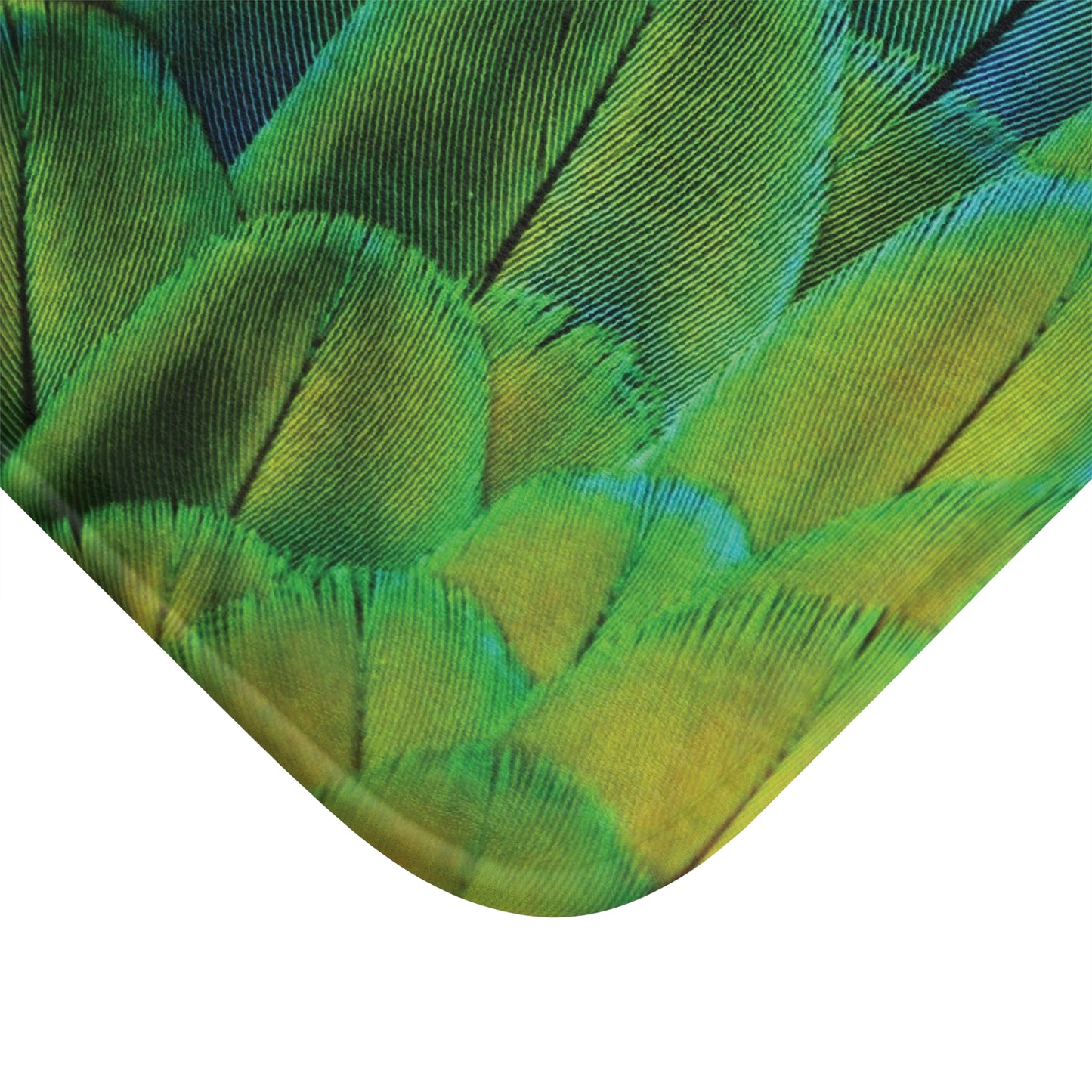 Tropical Bath Mat | Fun and Colorful Bathroom Decor / Shimmering Peacock Plumes