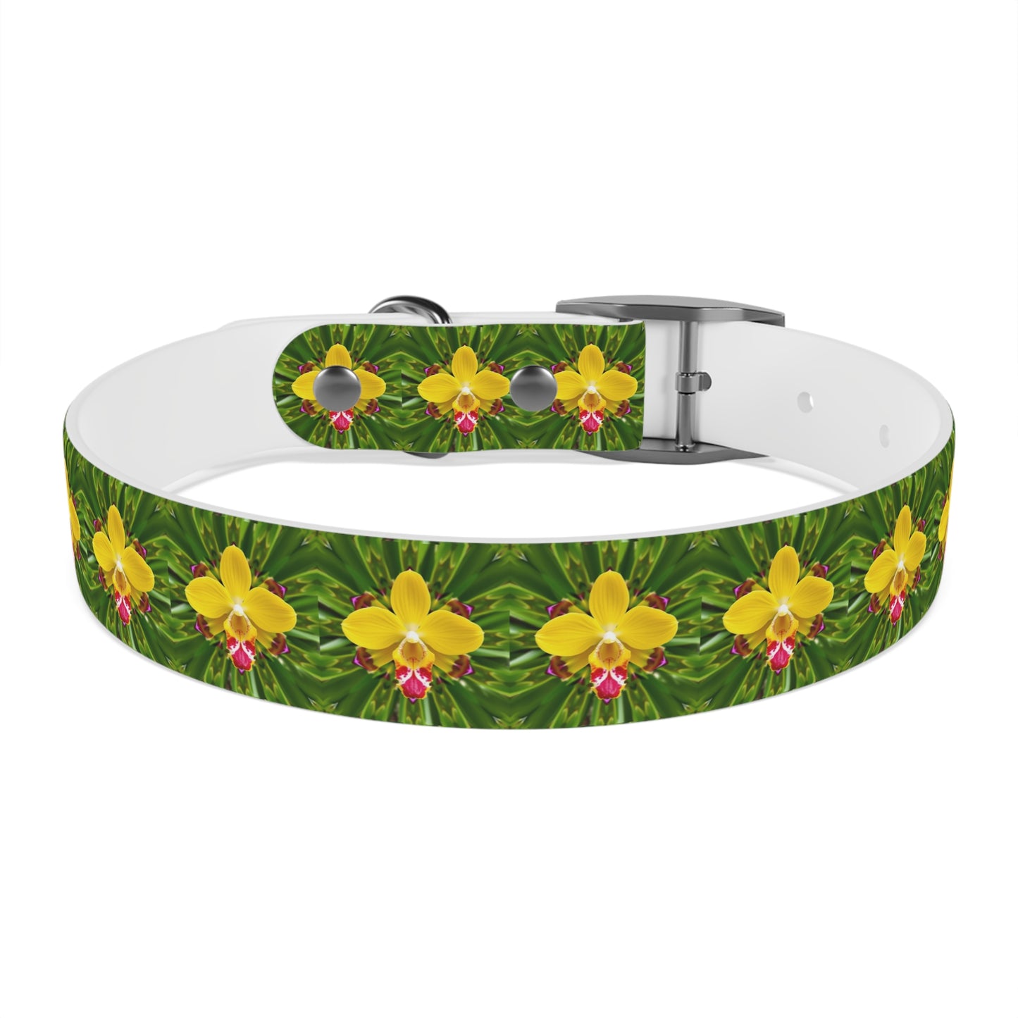 Dog Collar - Yellow Orchid Kaleidoscope