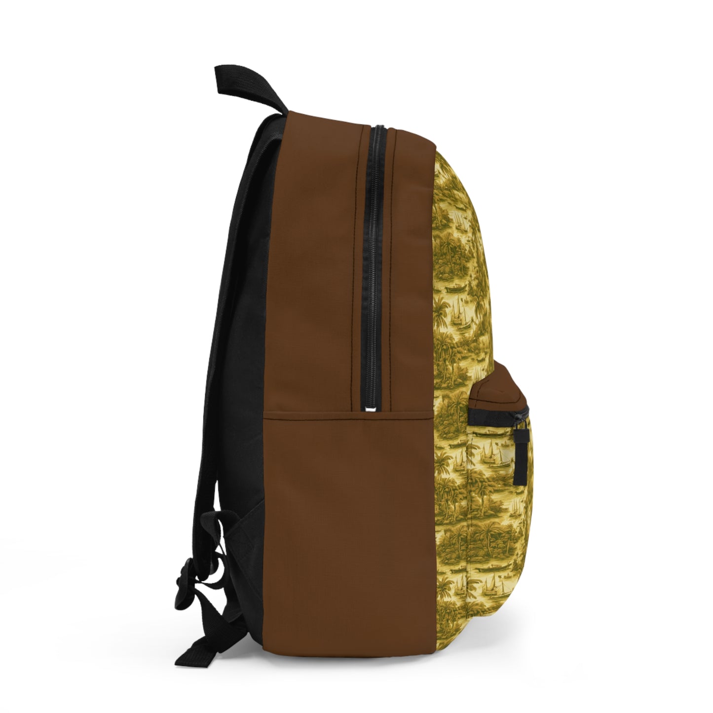 Tropical Backpack  / Tropical Toile #1, Gold & Brown