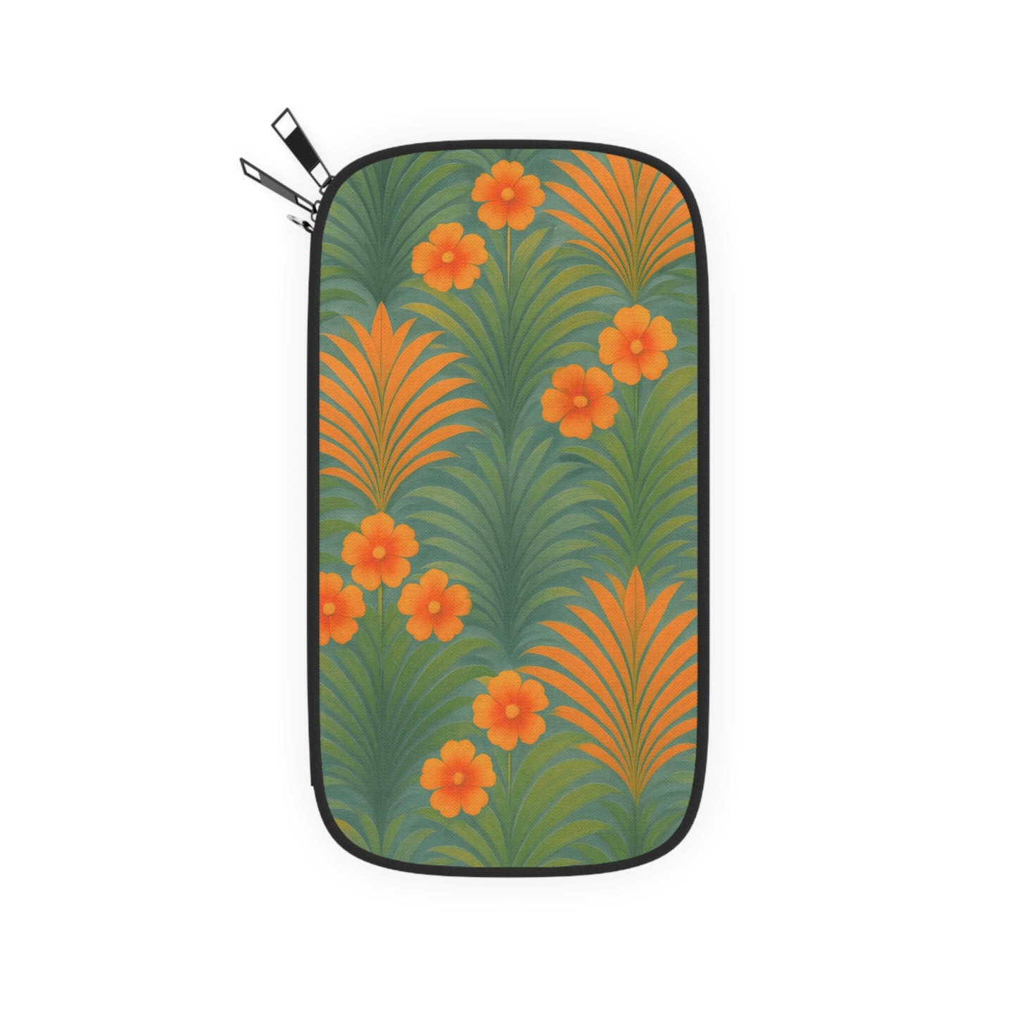 Passport Wallet – Perfect for Travelers & Adventurers / Sunrise Palms, Orange