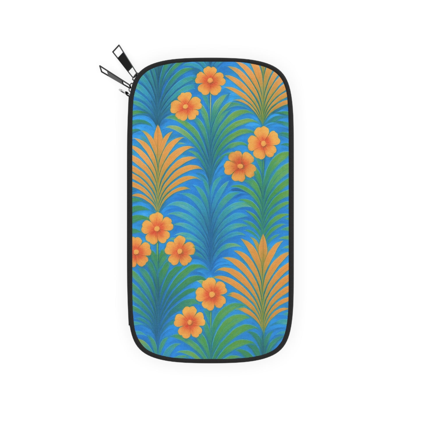 Passport Wallet – Perfect for Travelers & Adventurers / Sunrise Palms, Blue