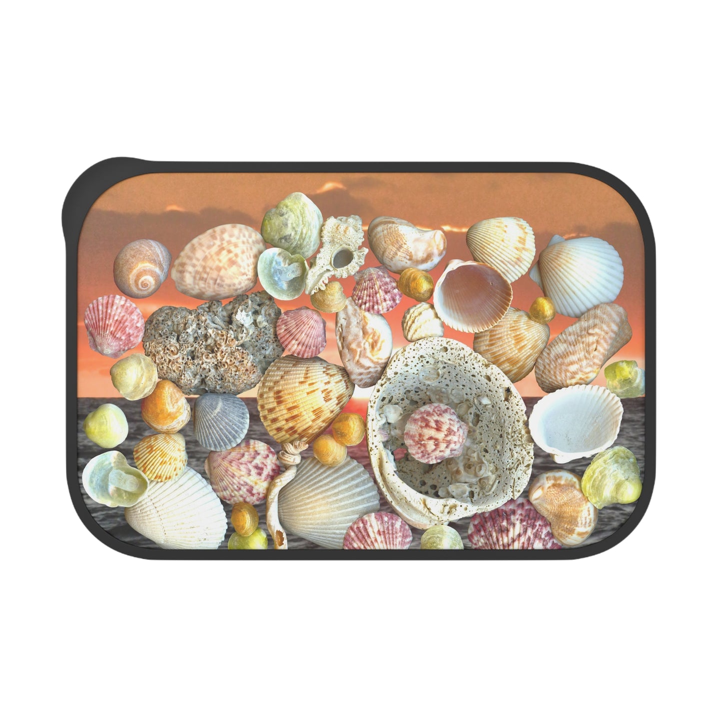 Bento Box with Utensils -Sky/Ocean Seashell Collection