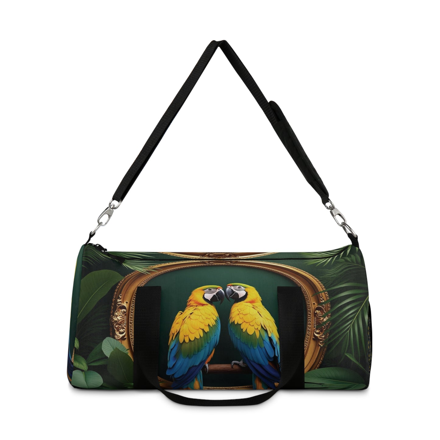 Tropical Rainforest Duffel Bag - Perfect for Travel and Gym / Framed Parrot Pair