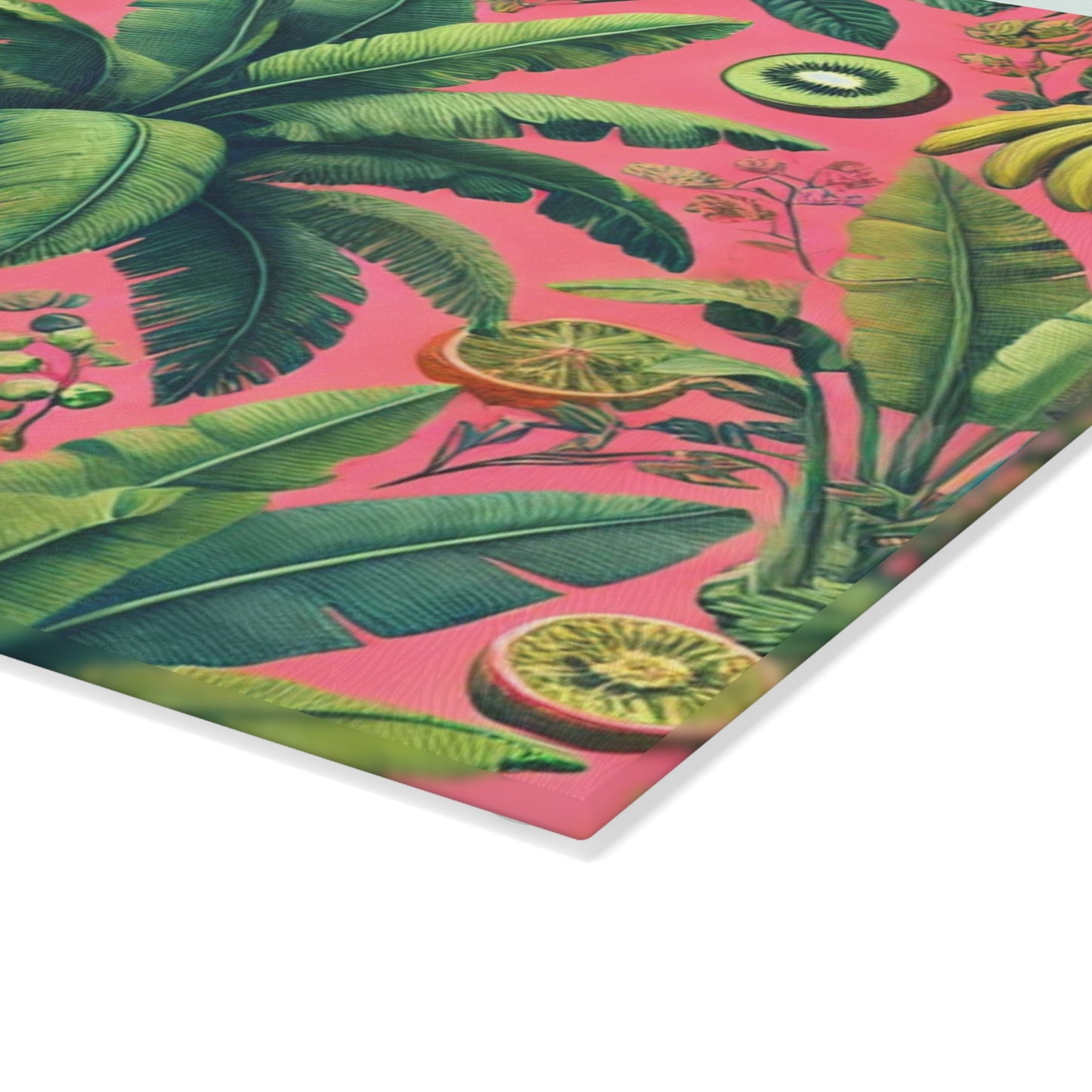 Glass Cutting Board, 2 sizes - Tropical Fruits, Pink