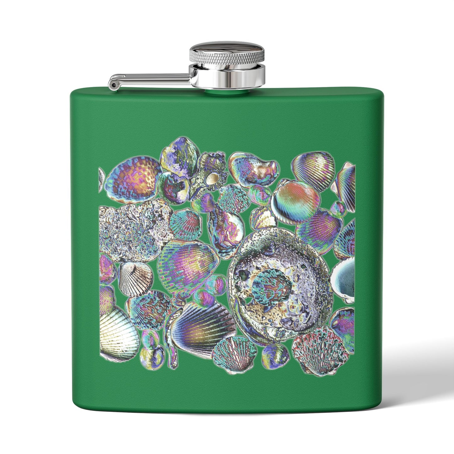 Tropical Stainless Steel 6 oz. Flask, Many Colors  – Heatwave Seashell Collection