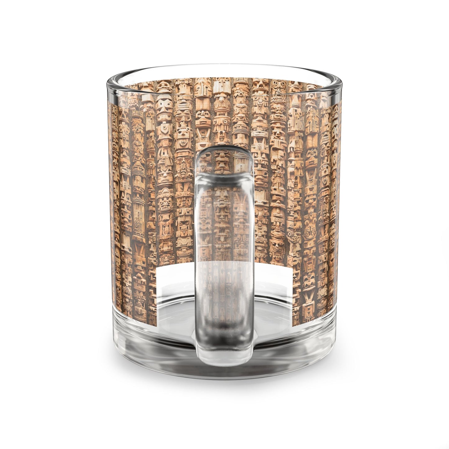 Tropical Glass Mug - 10oz Coffee Cup / Ancient Tiki Totems