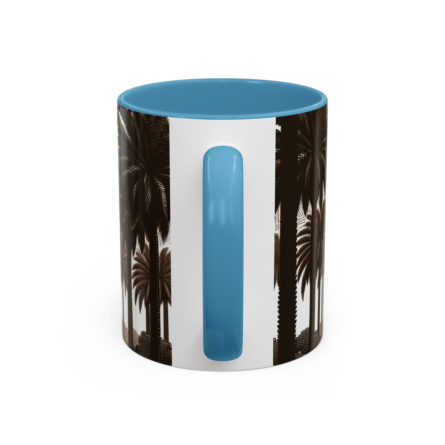 Accent Coffee Mug (11, 15oz) - Woodcut Palm Grove