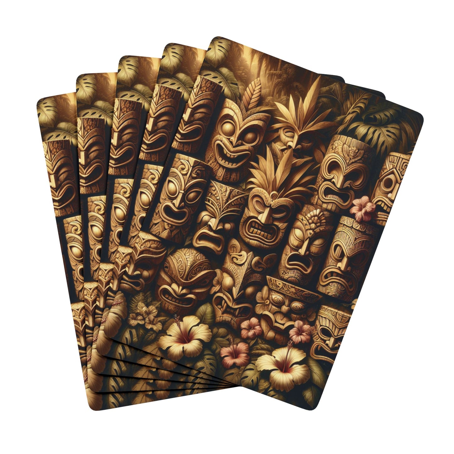 Poker Playing Cards - Tiki Totem Faces