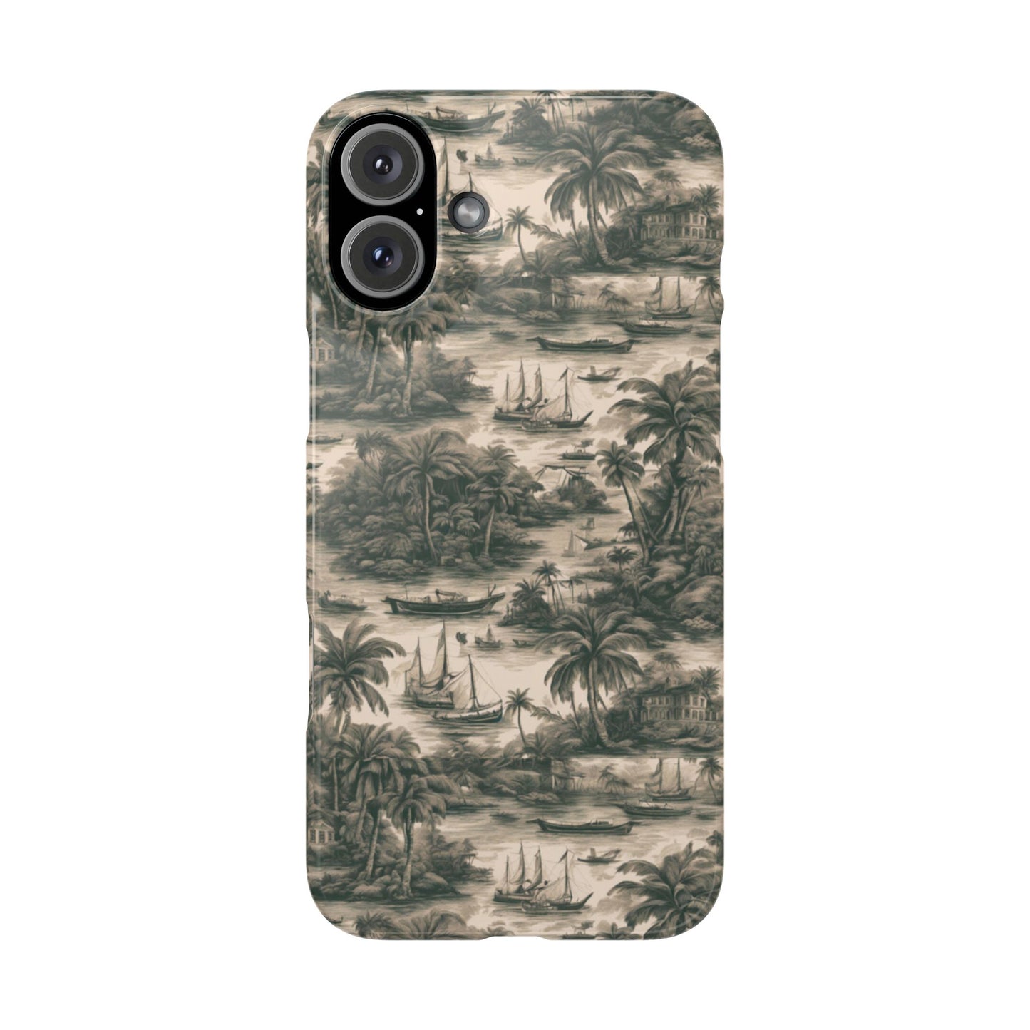 Slim Phone Cases - Tropical Toile #1, black