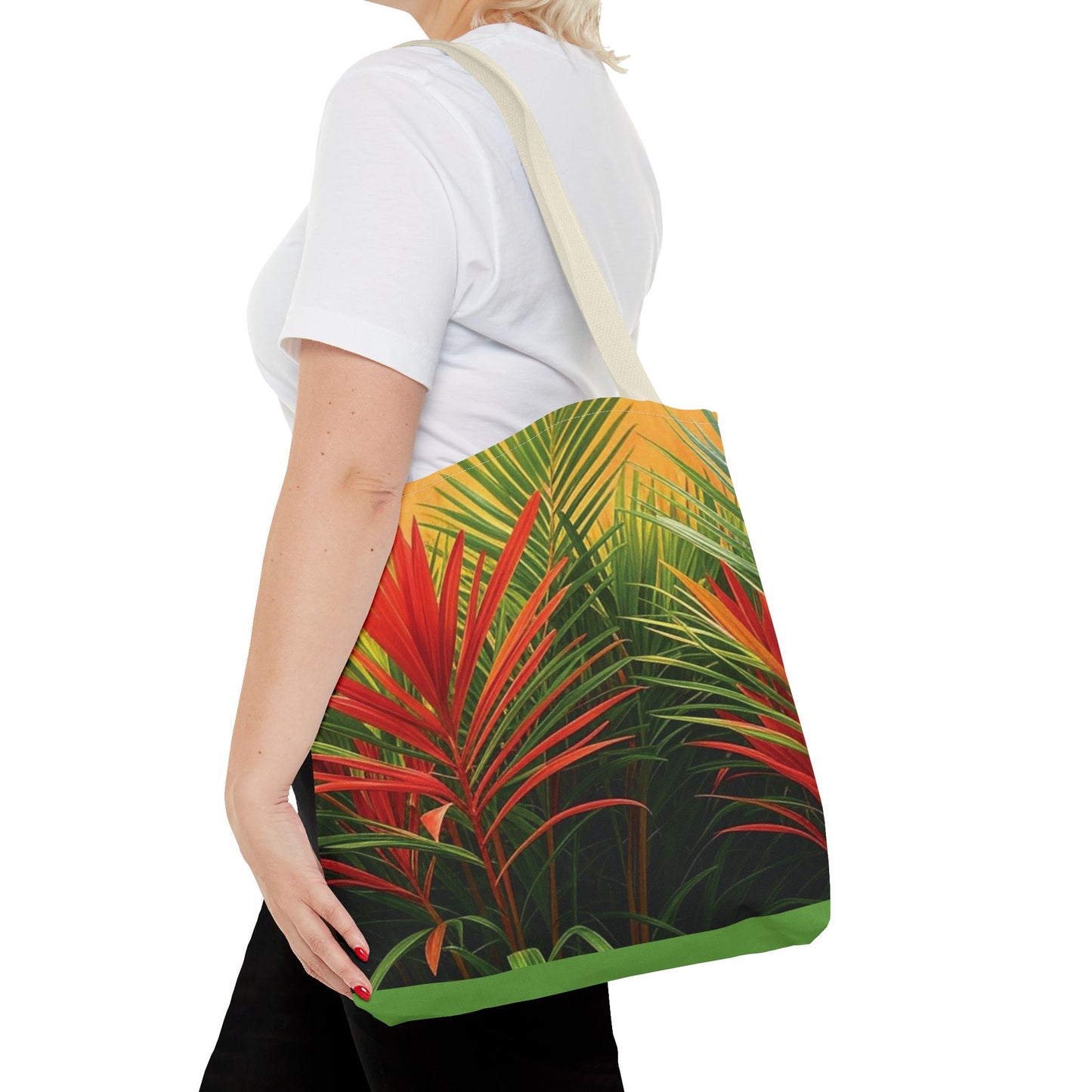 Red Flame Palm Tote Bag - 3 Sizes