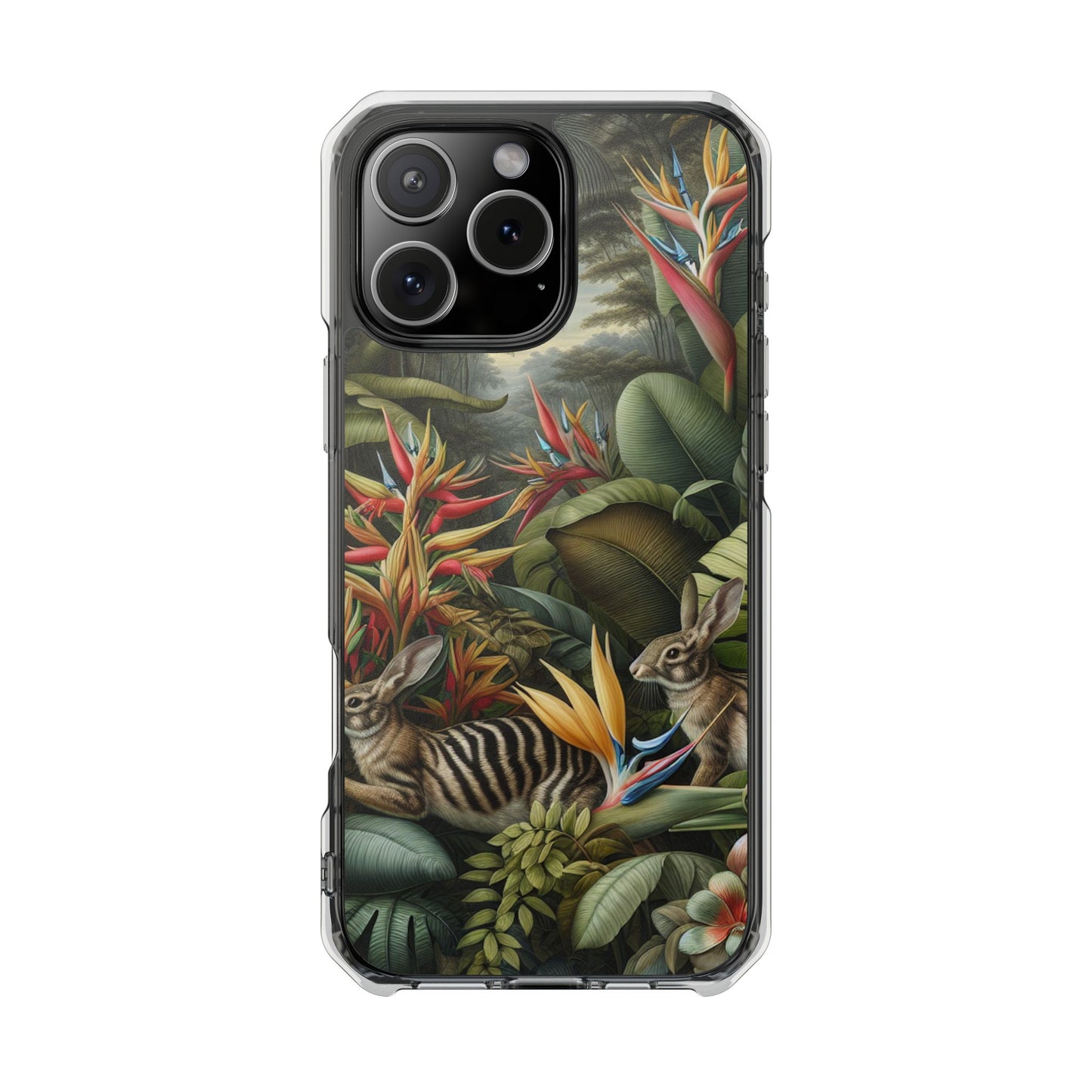 Rainforest Rabbit Outing Magnetic Clear Phone Case, Many Models
