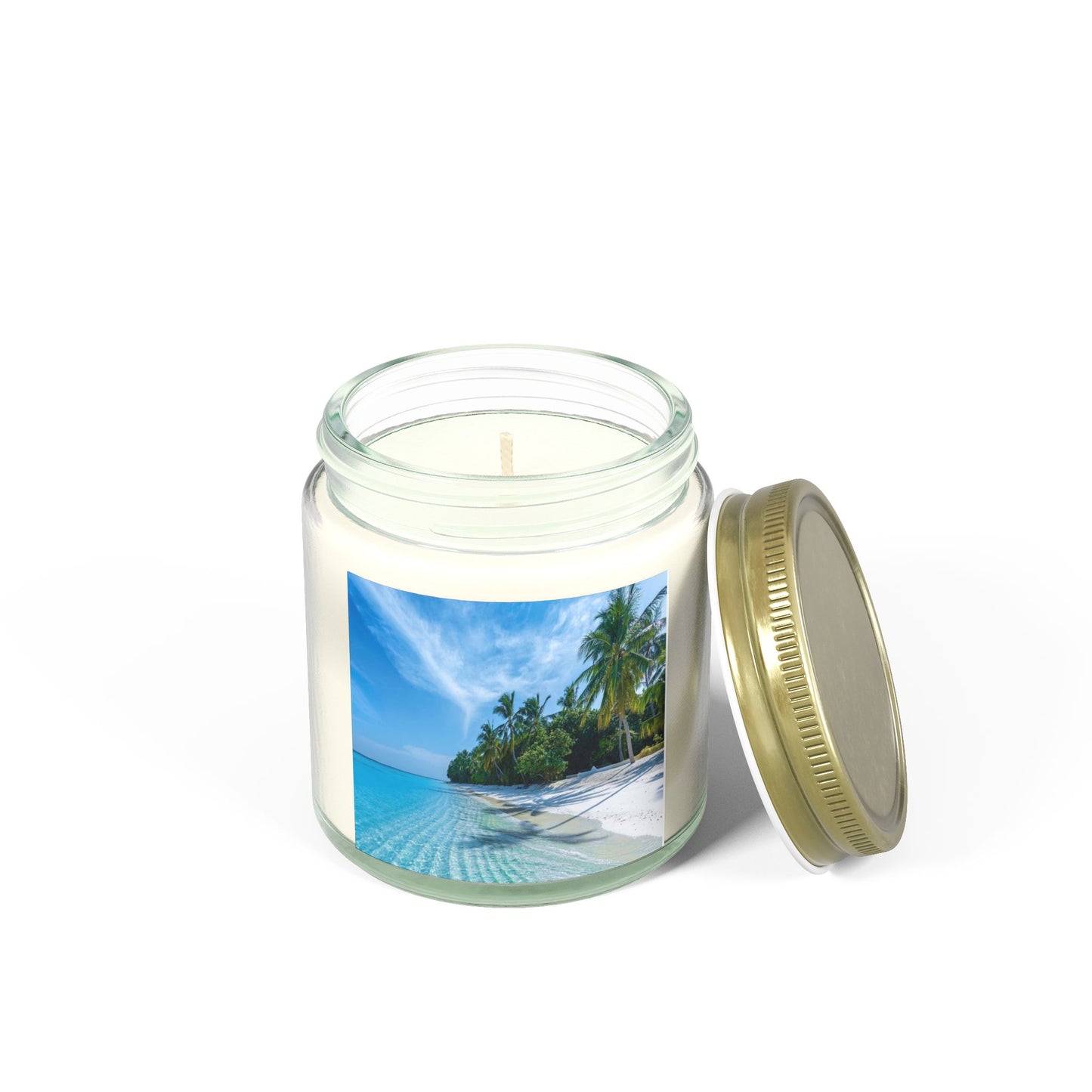 Scented Candles, Coconut Apricot Wax (4oz, 9oz) - Calming Private Beach