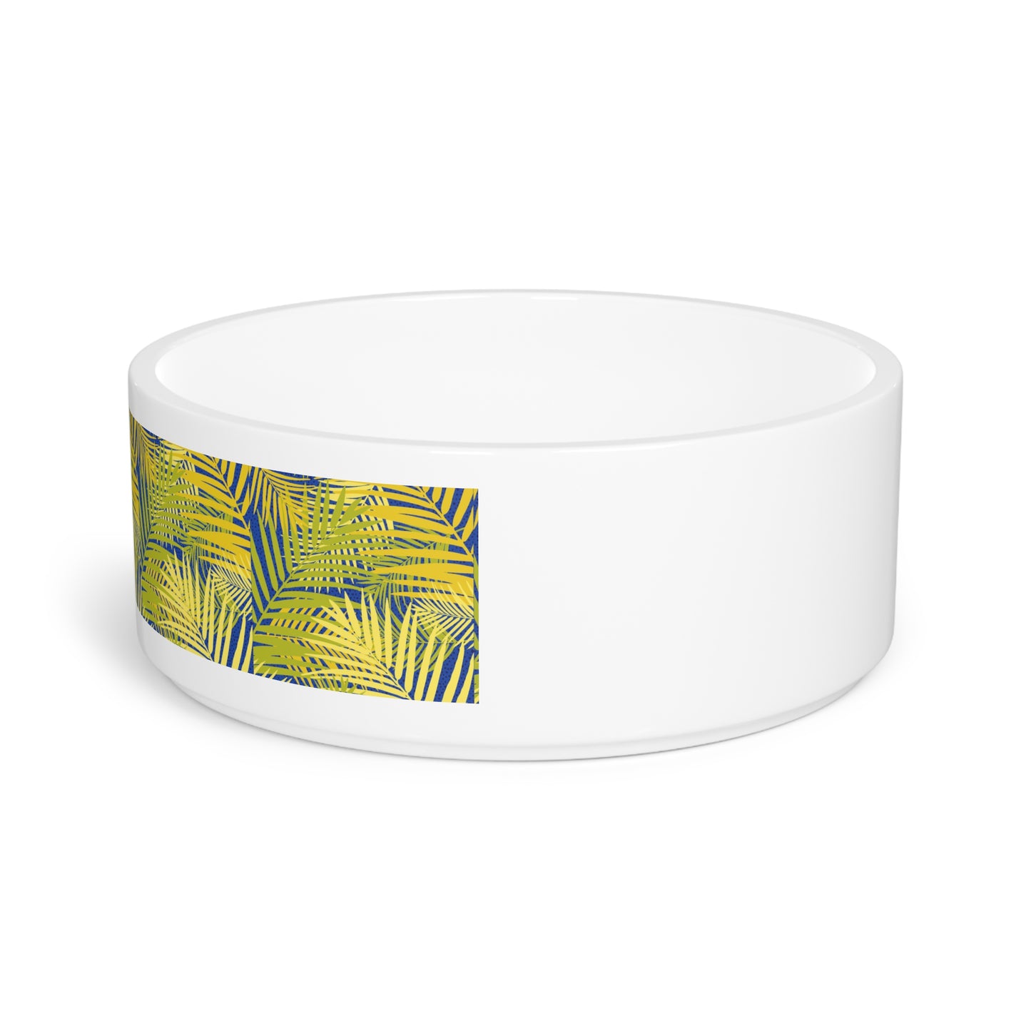 Pet Bowl, Tropical Leaves, Green/Blue