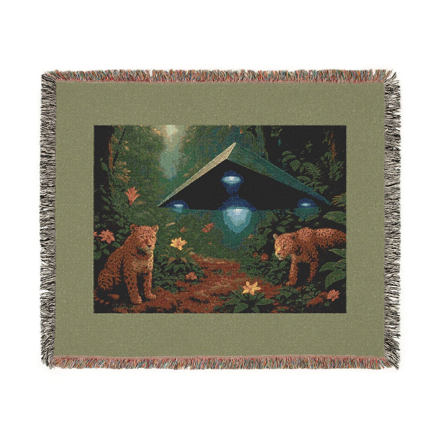 Woven Blanket, 3 Sizes - Tropical Home Decor / UFO and Jaguars