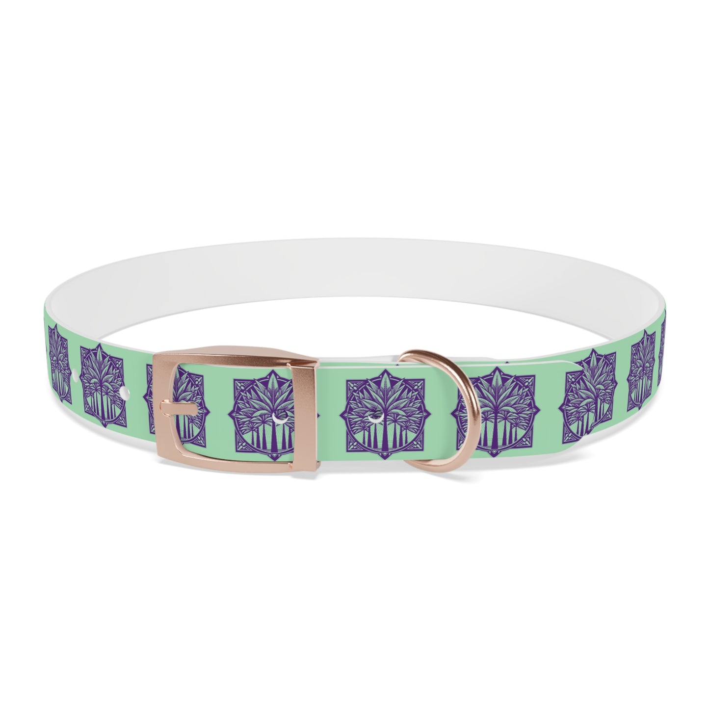 Dog Collar - Deco Palm Trees, Mint Green