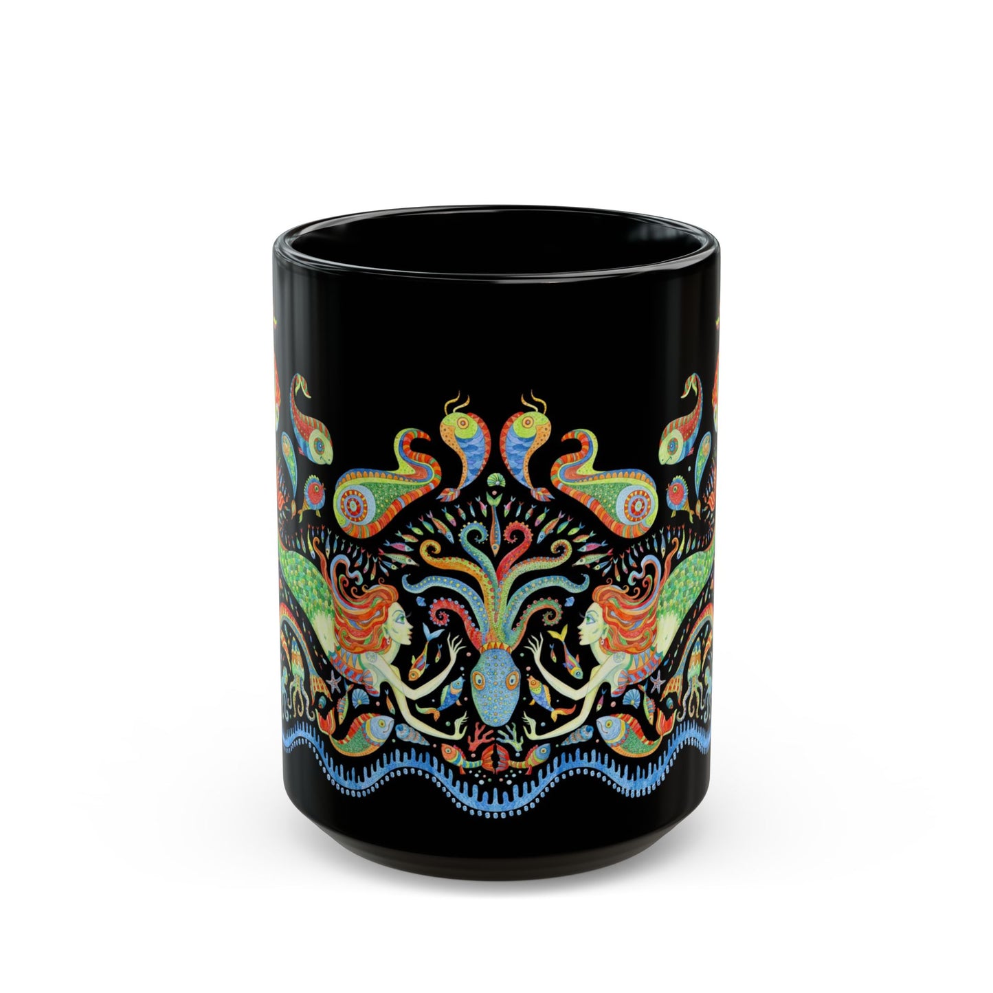 Mermaid Kingdom/Midnight, Black Coffee Mug