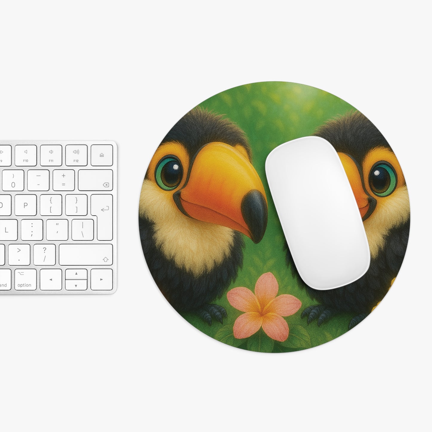 Tropical Mouse Pad, 2 Shapes - Beach Vibes for Home Office & Gamer / Baby Toucans