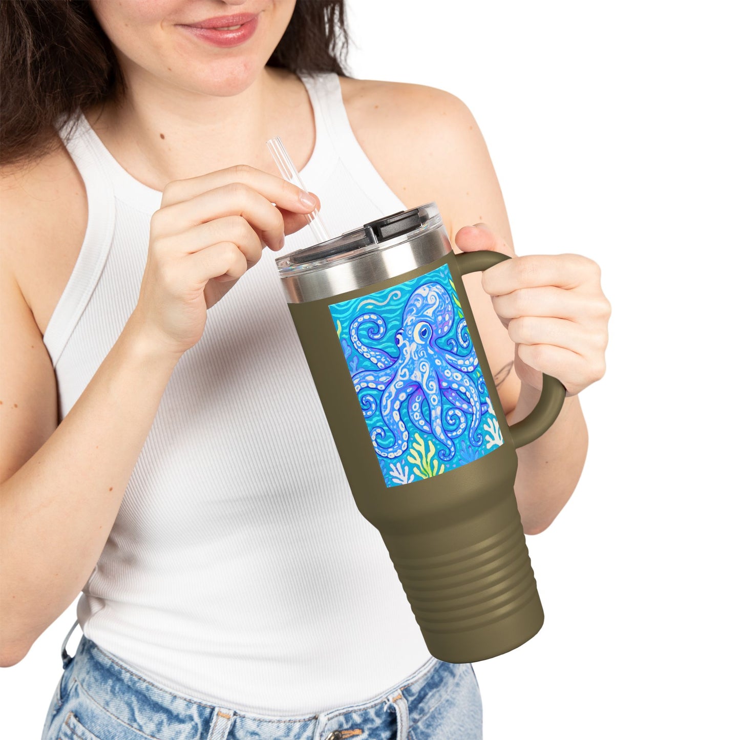 Kraken Joe/Blue Insulated Travel Mug - 40oz - Perfect for Outdoor Adventures