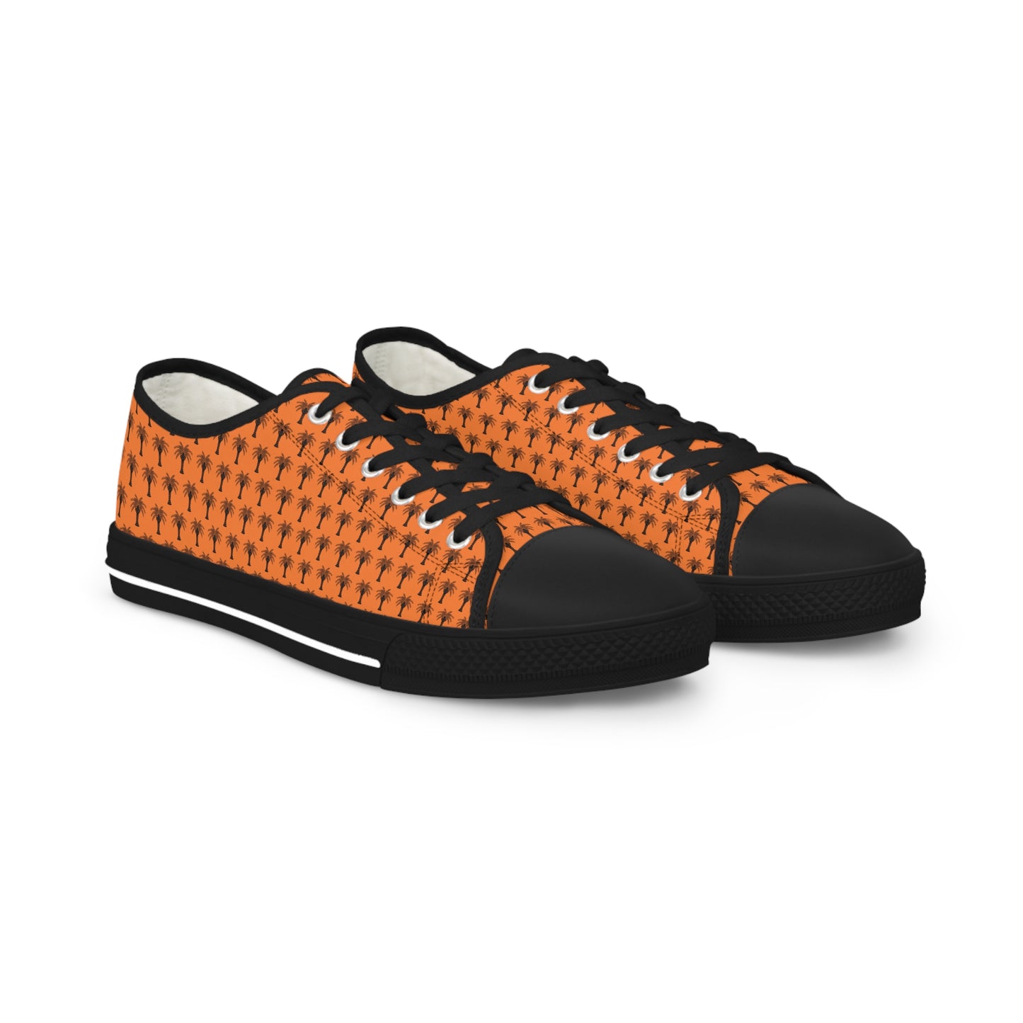 Men's Low Top Sneakers - Art Deco Palms, Light Orange