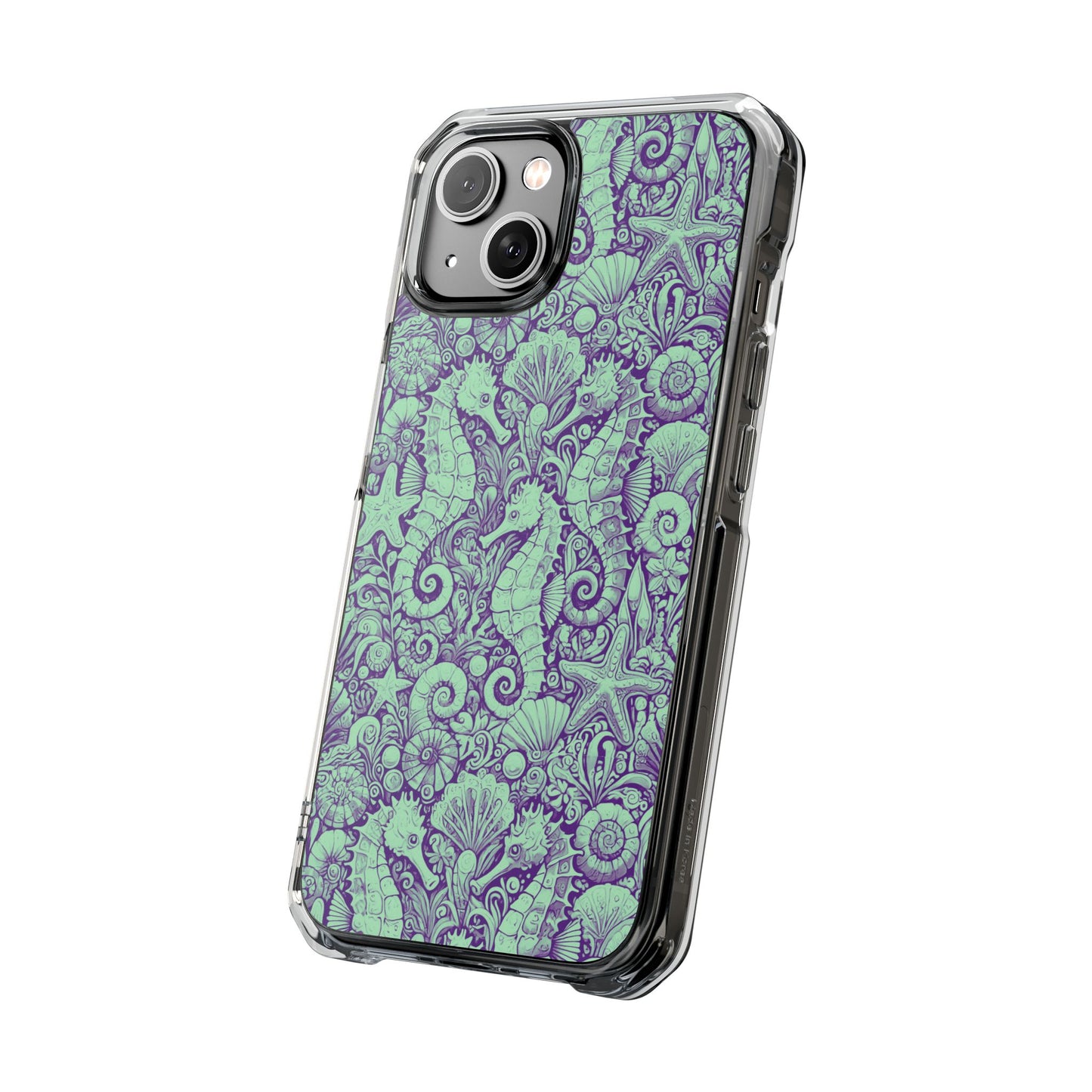 Seahorses/Minty Magnetic Clear Phone Case, Many Models