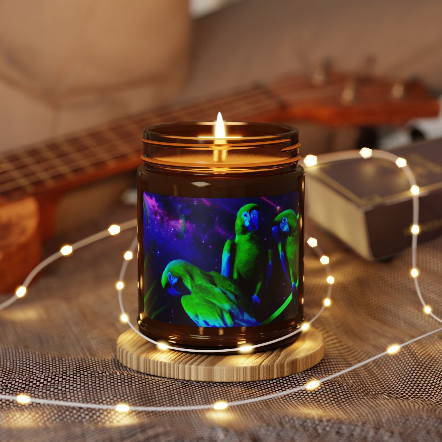 Soy Candle in Amber Jar - Multi-Size / Galactic Parrots