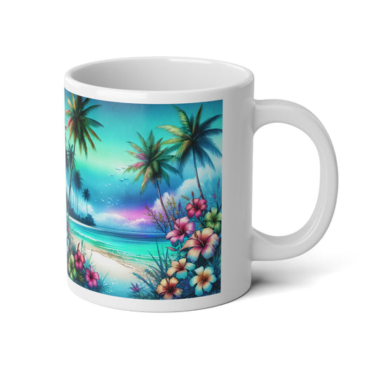 Jumbo Mug, 20oz, Relaxation Beach | Tropical Coffee Cup, Gift for Ocean Lovers