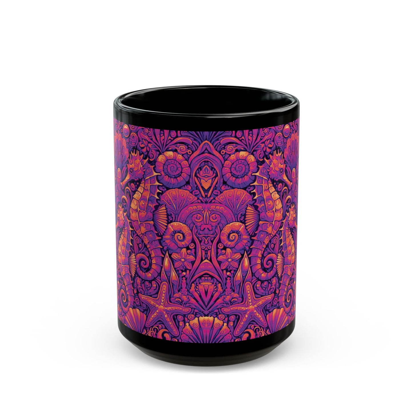 Black Coffee Mug - Seahorse Trio, Heatwave