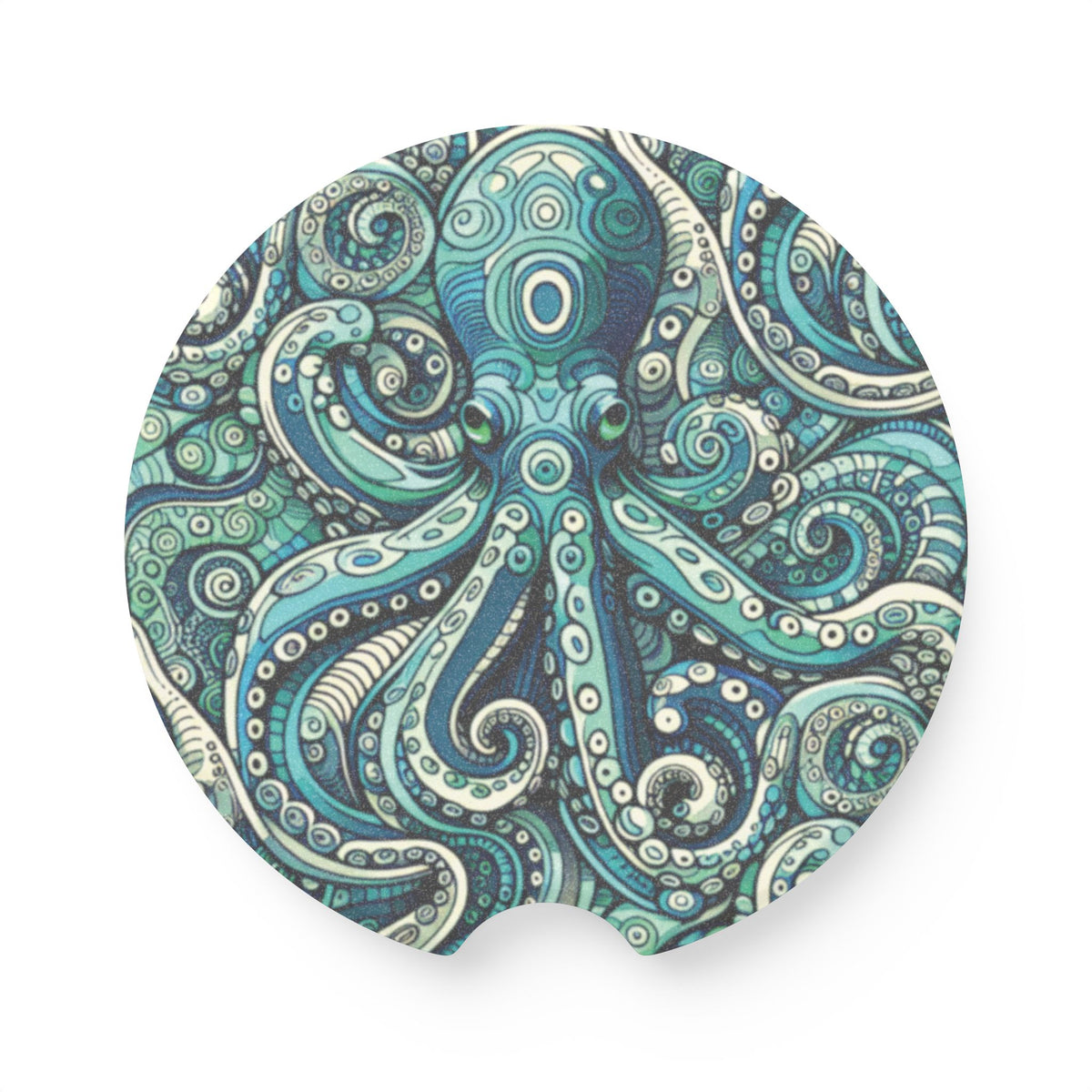 Soapstone Car Coaster - Aqua Octopus