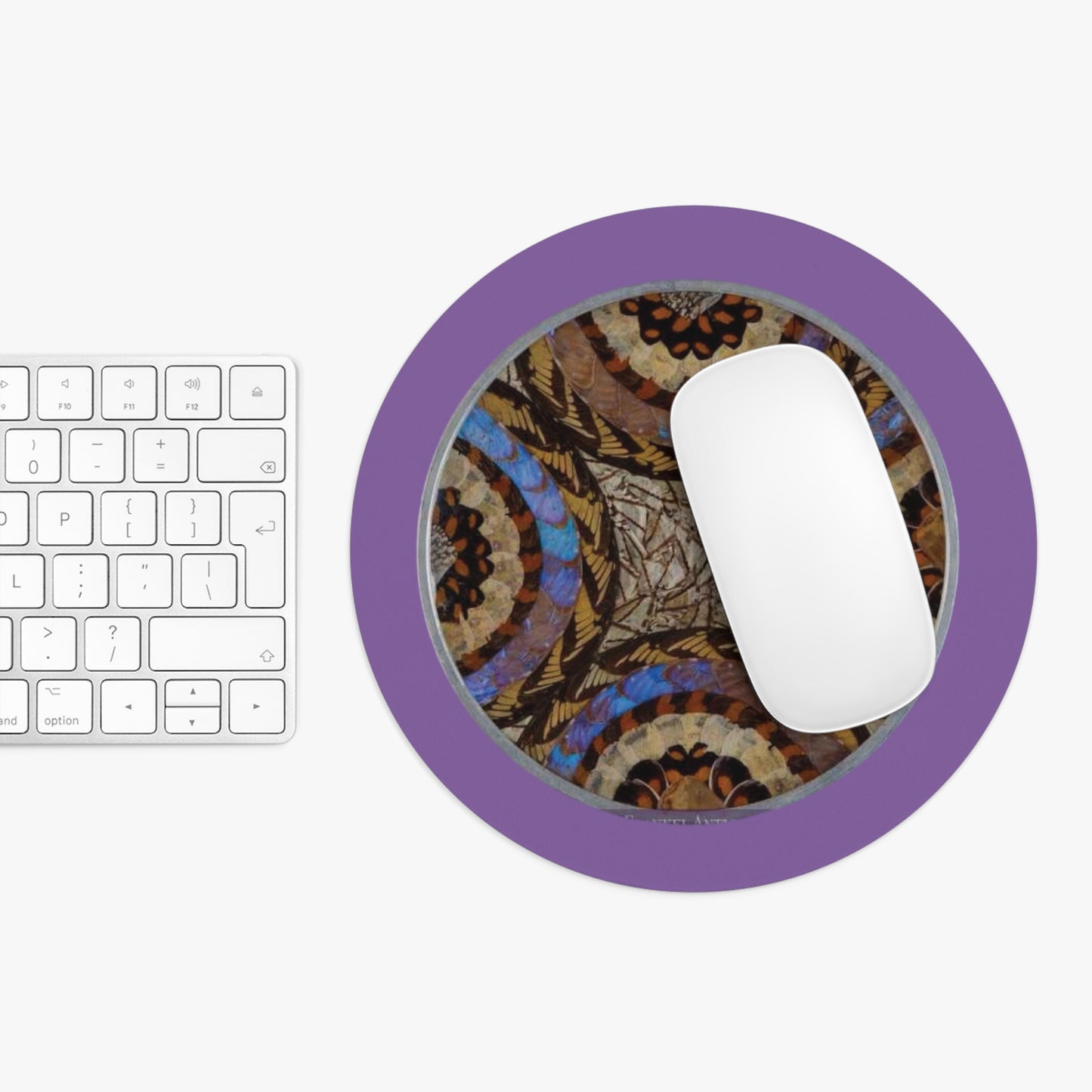 Tropical Mouse Pad, 2 Shapes - Beach Vibes for Home Office & Gamer / Real Butterfly Wing Art, Lt. Purple
