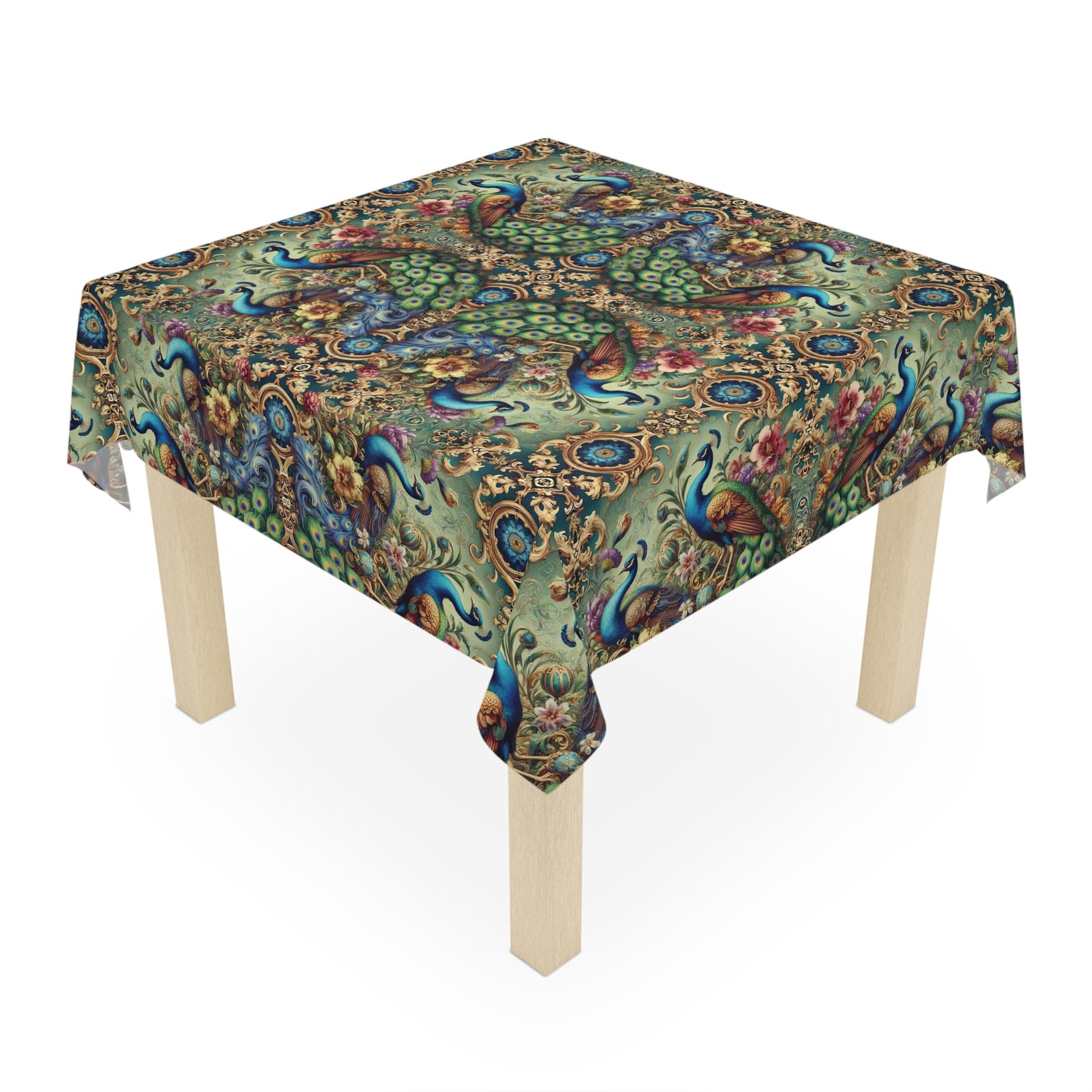 Kaleido Peacock RoyalsTablecloth, 55" x 55"