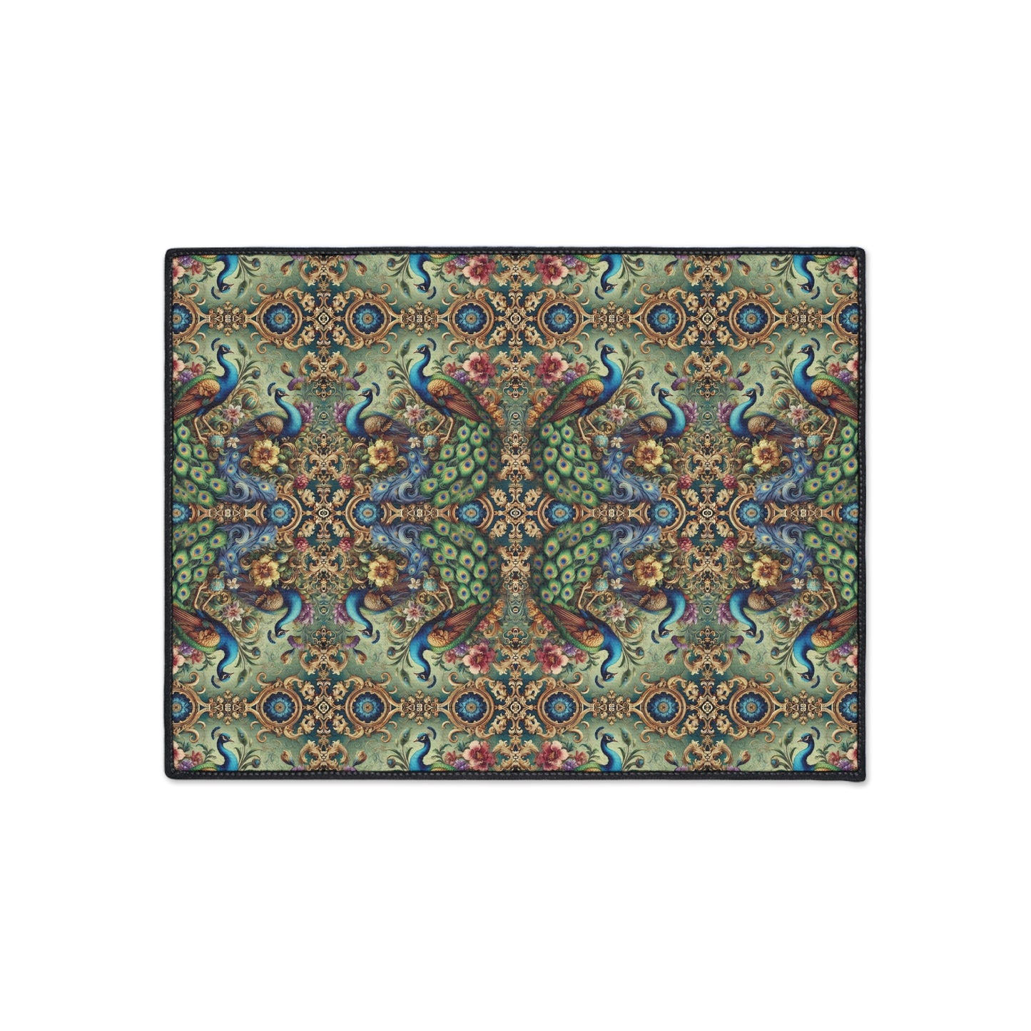 Heavy Duty Floor Mat, 5 Sizes – Tropical Area Rug for Home Décor / Kaleido Peacock Royals