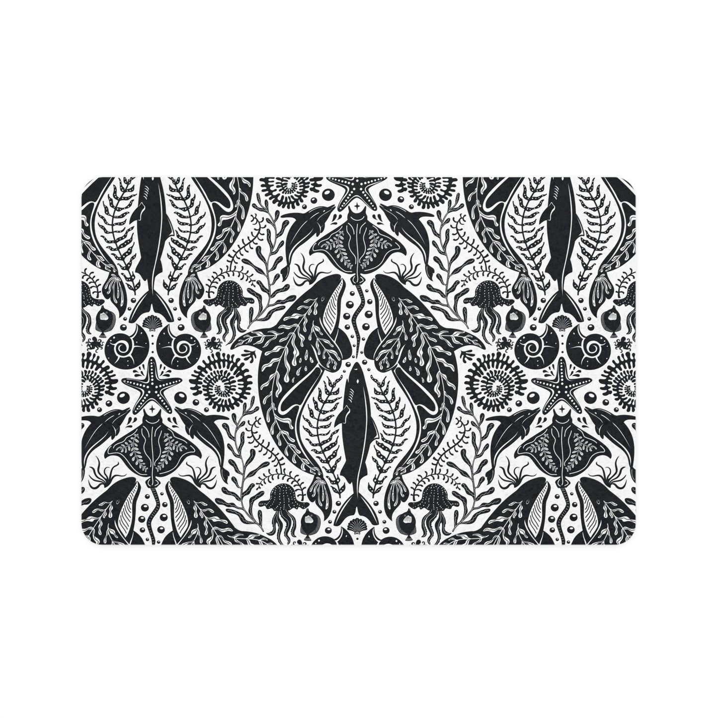 Pet Food Mat (12x18) - Mystic Ocean, White