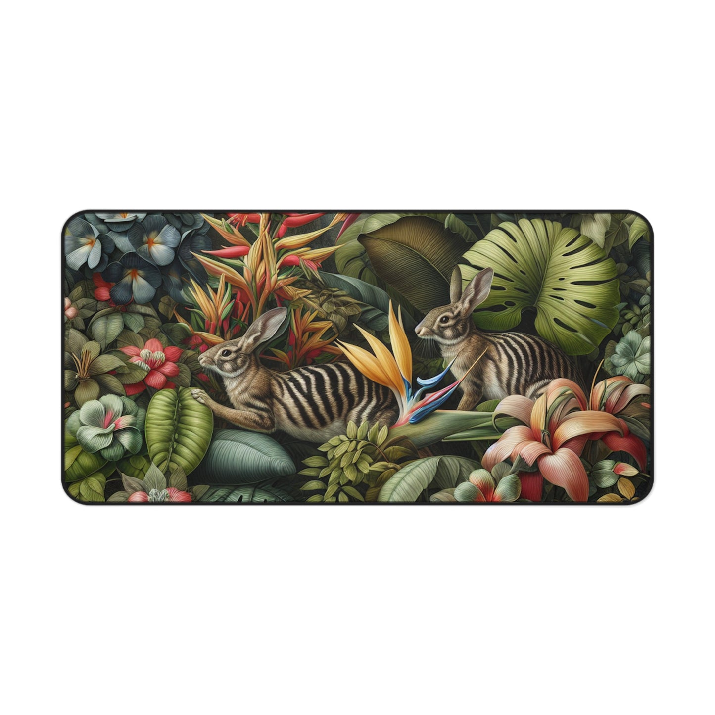 Tropical Mouse Pad/Desk Mat, 3 Sizes - Perfect for Home Office / Rainforest Rabbit Outing