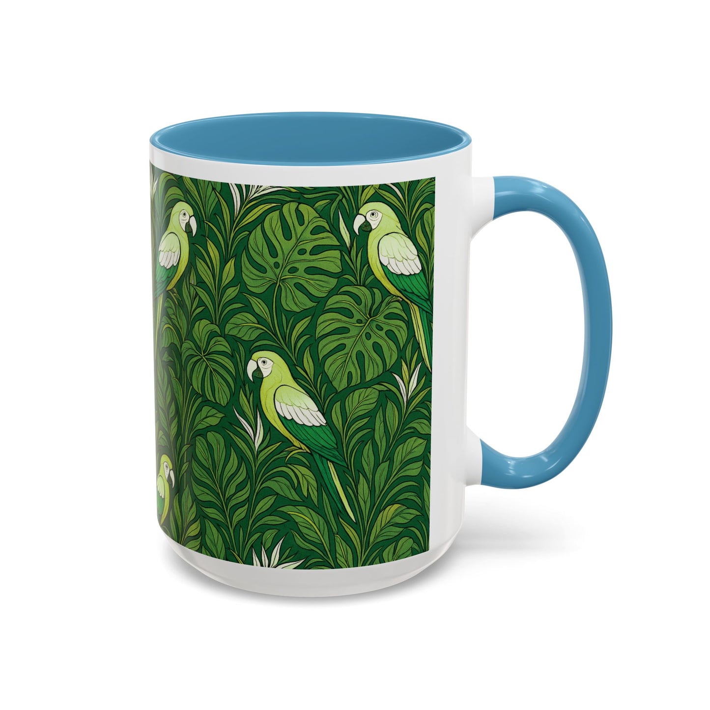 Accent Coffee Mug (11, 15oz), 8 Colors - Parrot Family, Lime