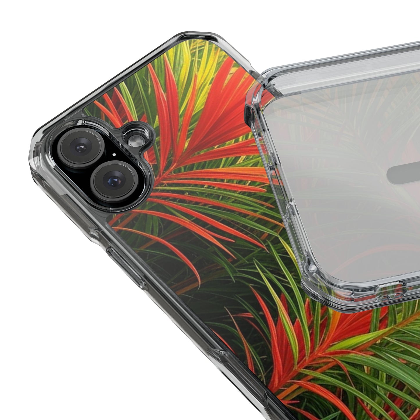 Red Flame Palm Magnetic Clear Phone Case, Many Models