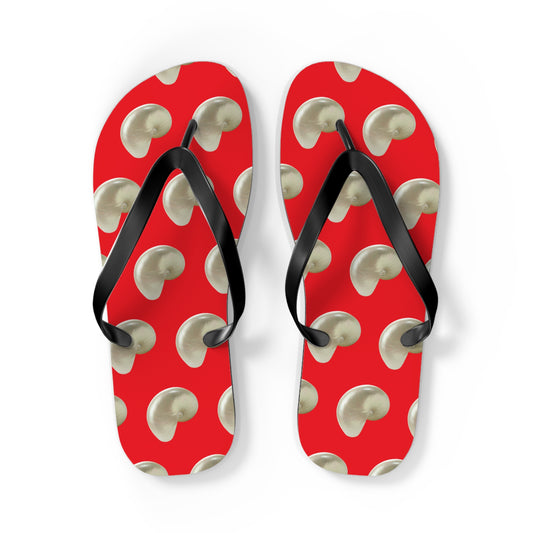 Flip Flops - White Nautilus Shell, red
