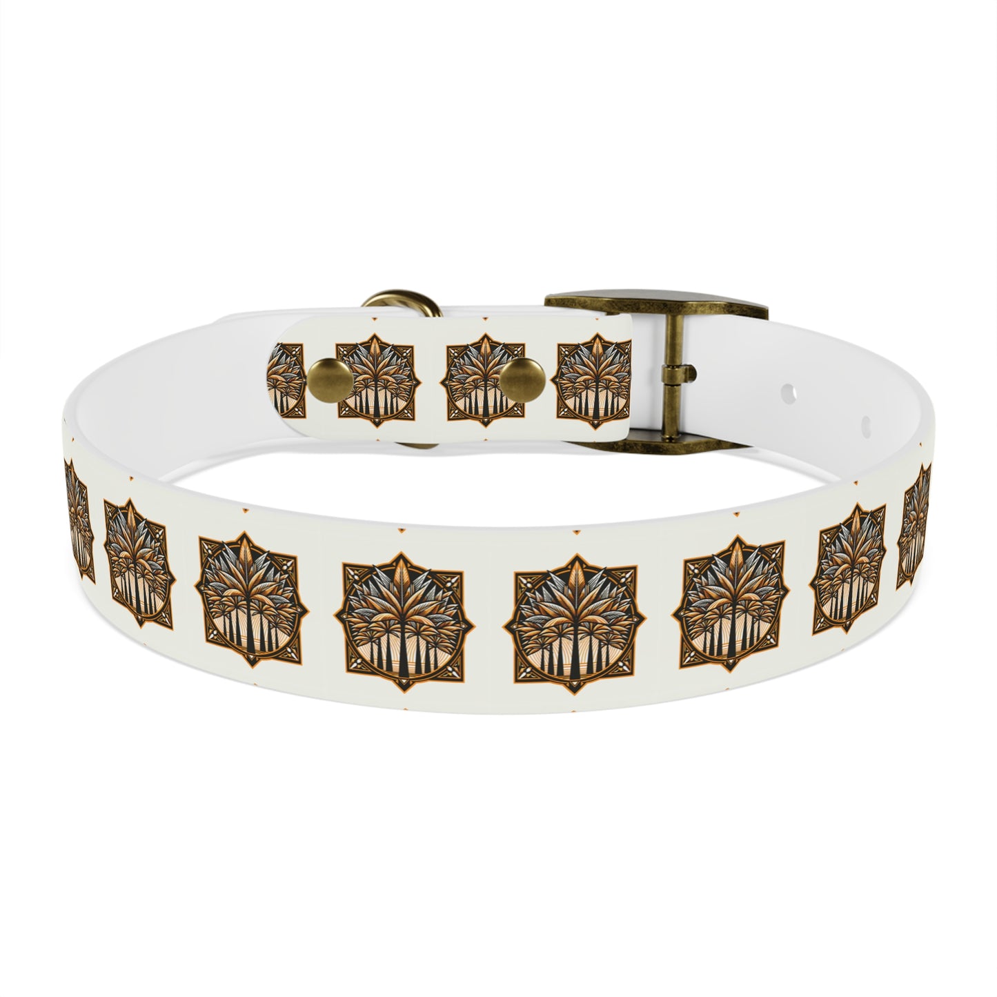 Dog Collar - Deco Palm Trees, Cinnamon