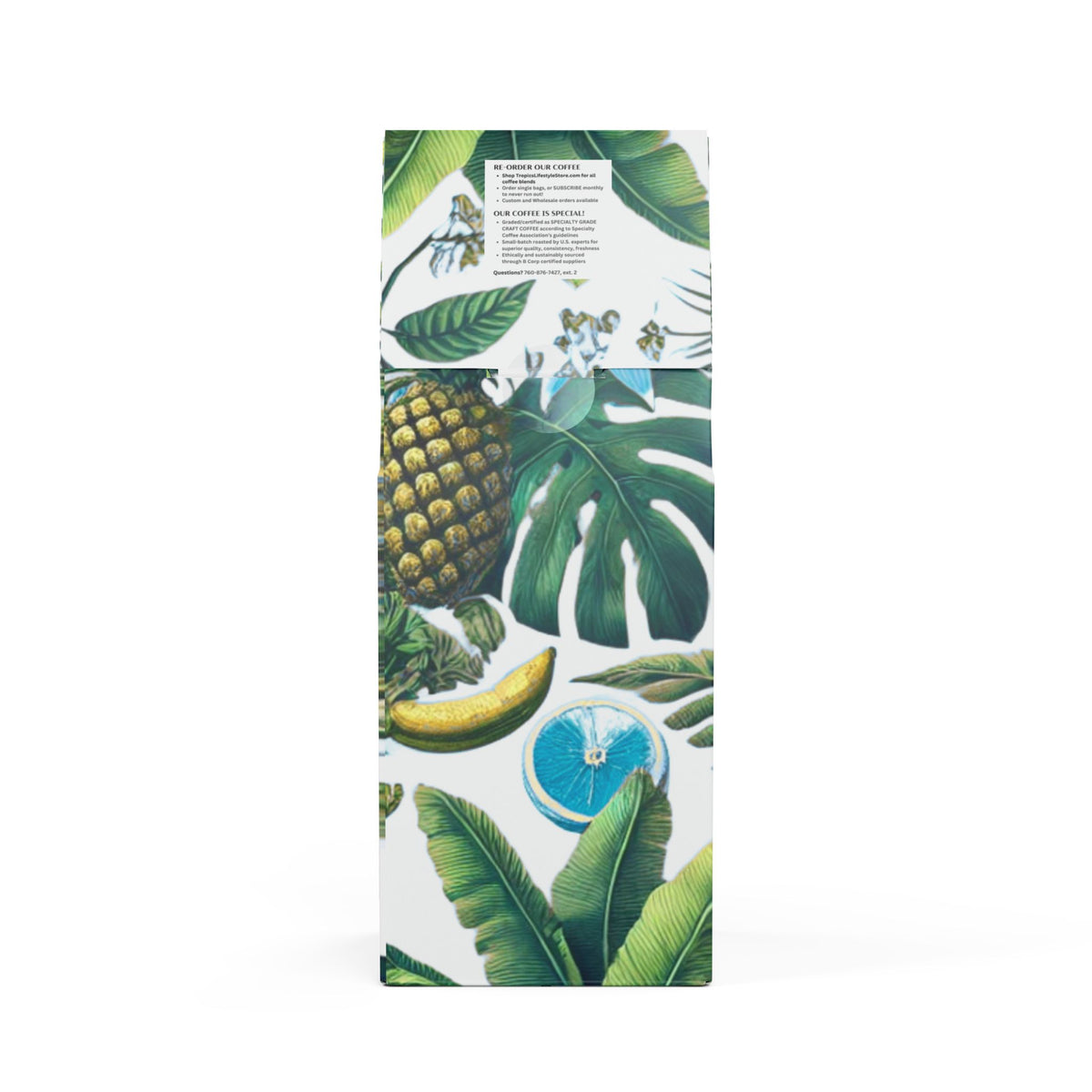 Rainforest Mist™ Single Origin DECAF (Medium Roast), Specialty Grade Craft Coffee / Palms and More Tropical Fruit, White
