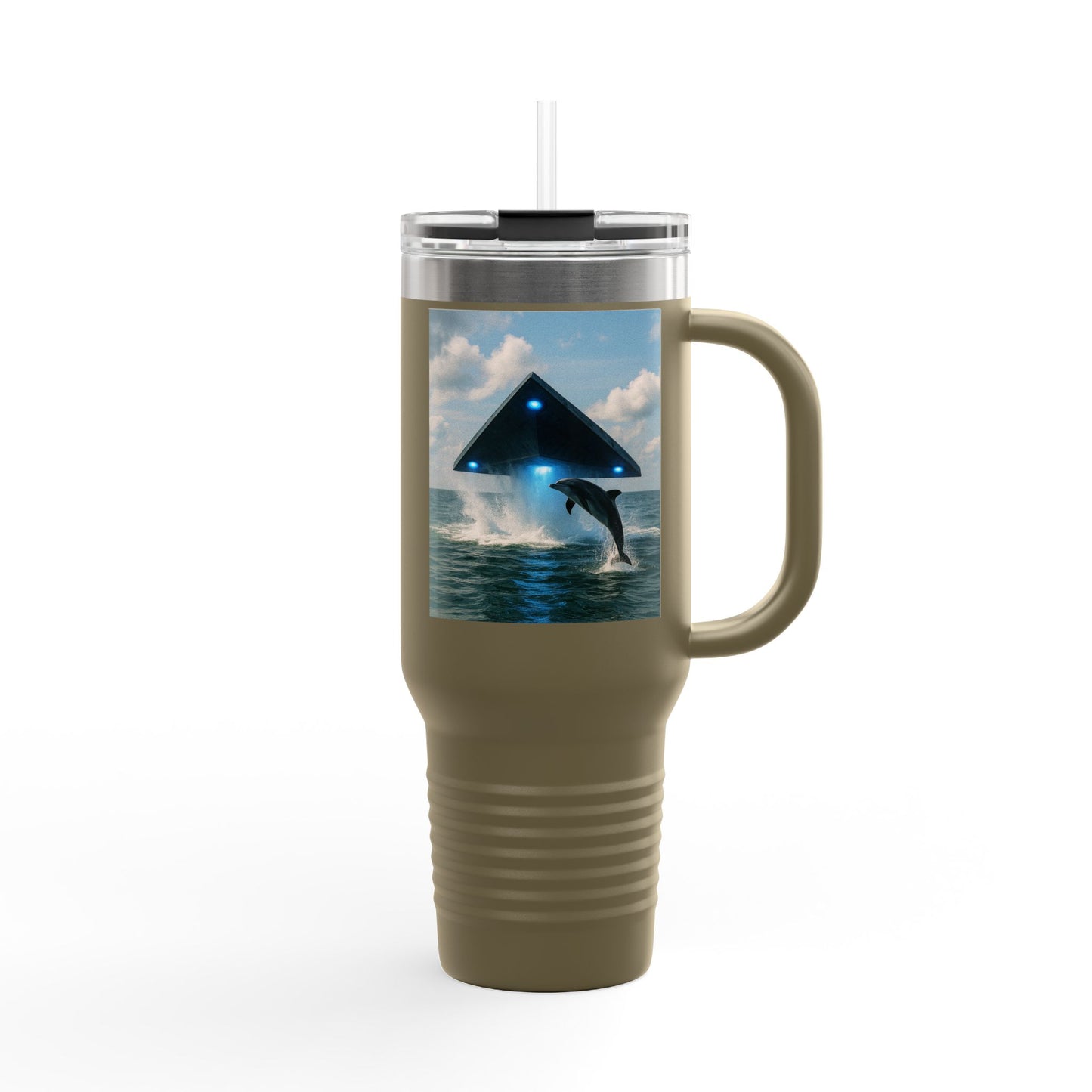 Insulated Travel Mug, 40oz / UFO and Dolphin