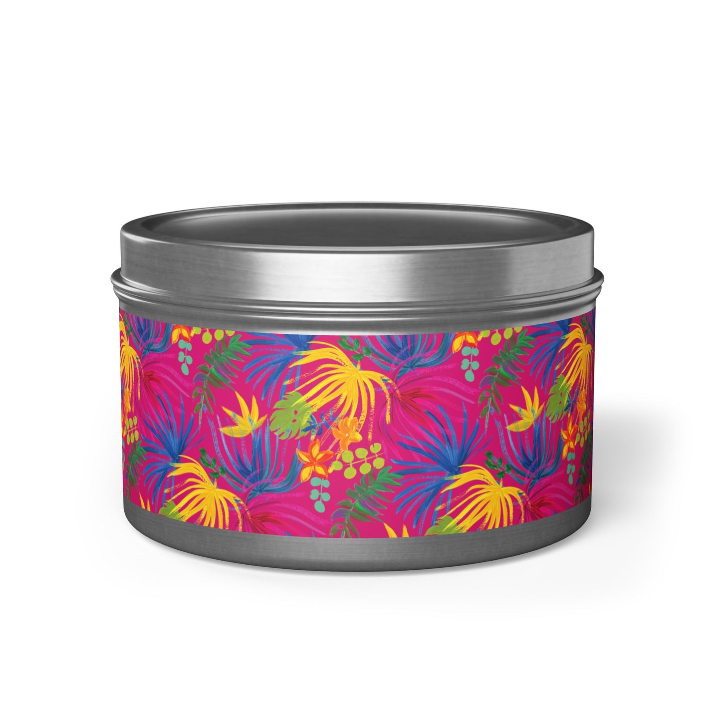 Tin Candles, 2 sizes, 3 tin colors - Exotic Flora