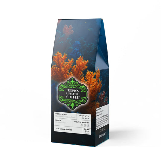 Black Coral Blend™ (Dark French Roast) Specialty Grade Craft Coffee / Black and Orange Coral