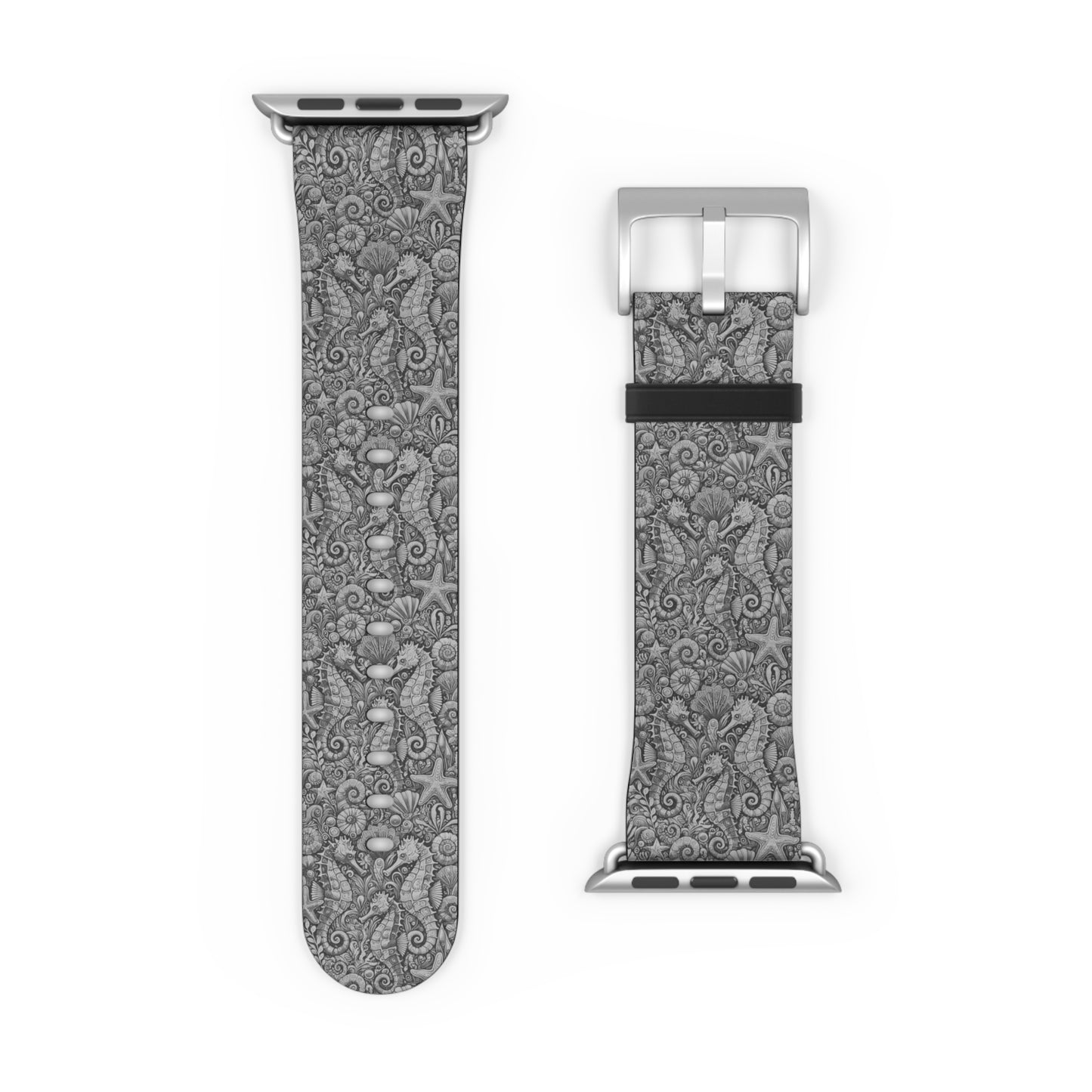 Apple Watch Band - Tropical Seahorse Trio, Noir