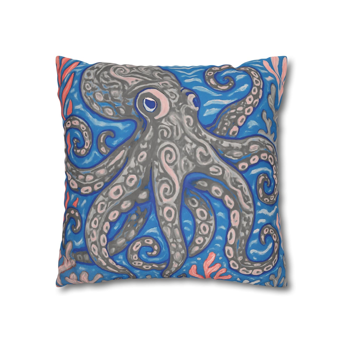 Faux Suede Square Pillowcase - Slate Kraken Joe
