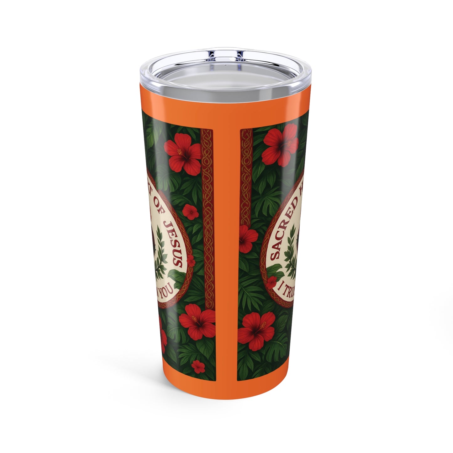Religious 20oz Tropical Glossy Tumbler - Sacred Heart of Jesus Prayer, Crusta Lt. Orange
