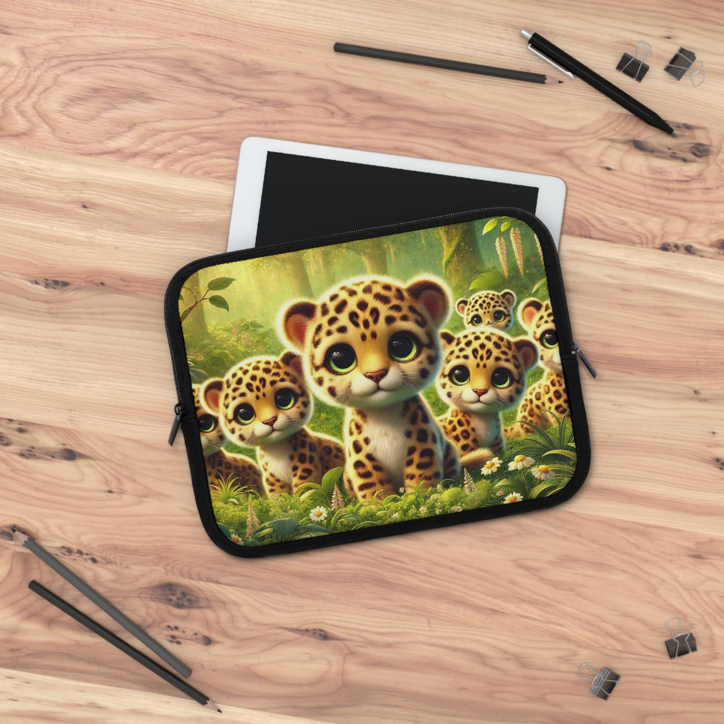 Tropical Laptop Sleeve, 5 Sizes - Perfect for Rainforest Lovers & Students / Baby Jaguars